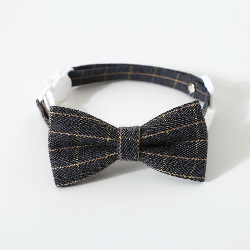Pet Sub-Bow Tie Adjustable Cat Dog Collar Accessories, Style:Bowknot, Size:S 17-32cm(Gray)