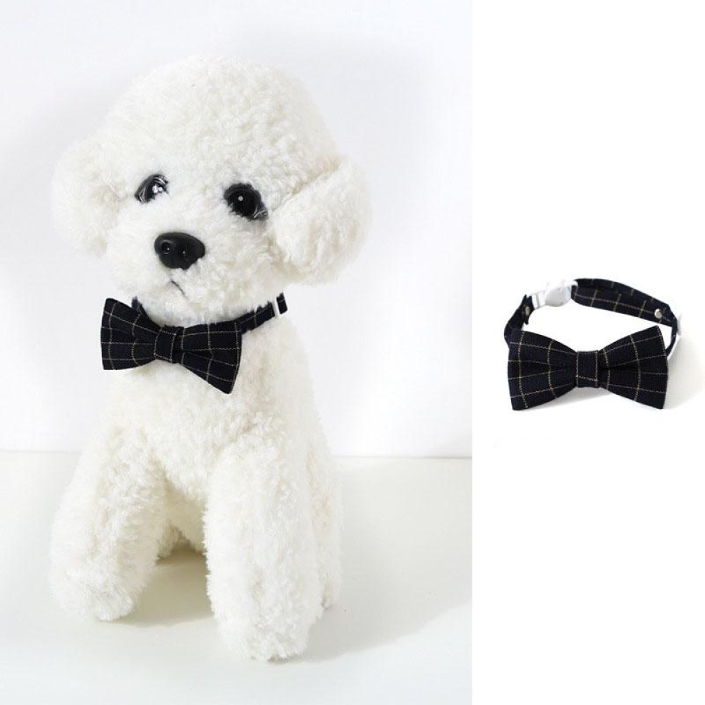 Pet Sub-Bow Tie Adjustable Cat Dog Collar Accessories, Style:Bowknot, Size:S 17-32cm(Black)