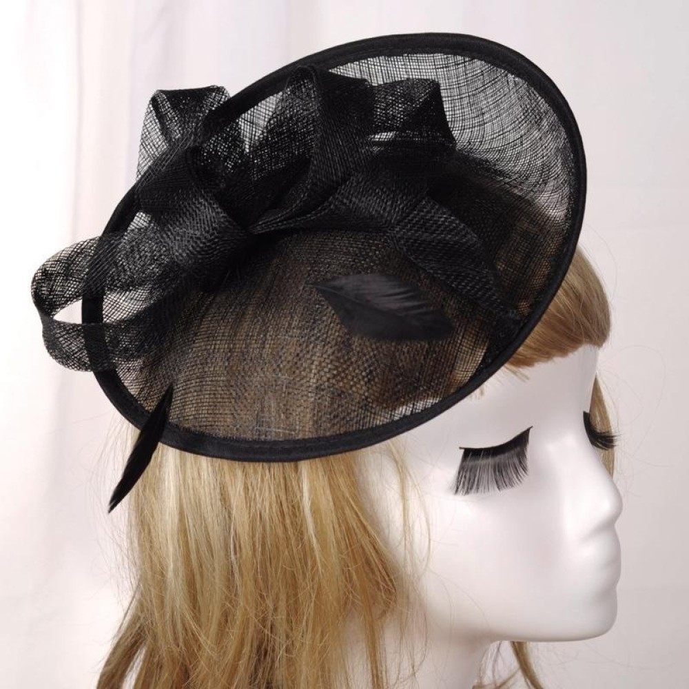 Bridal Headwear Retro Style Linen Hat(Black)