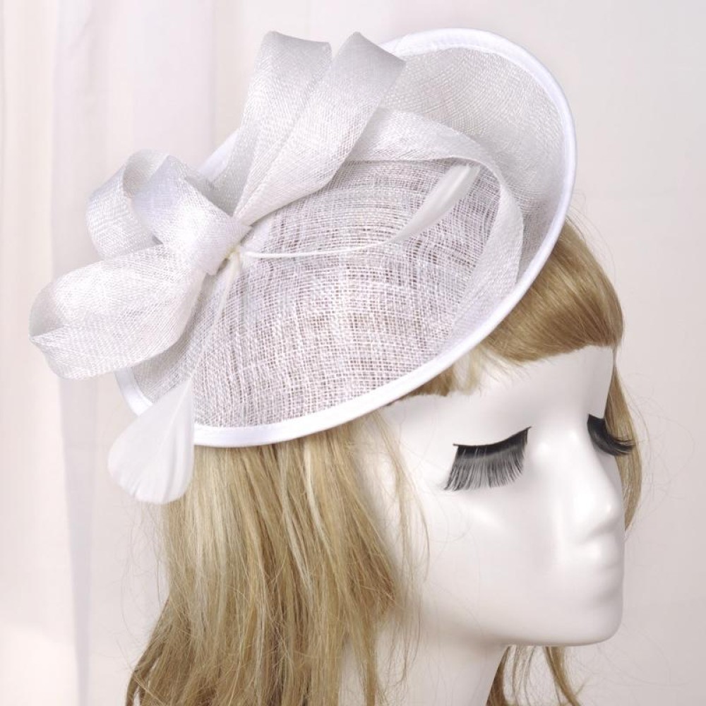 Bridal Headwear Retro Style Linen Hat(White)