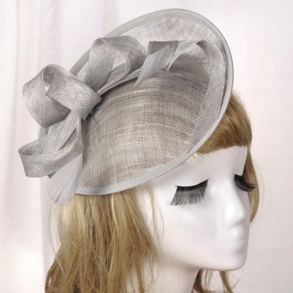 Bridal Headwear Retro Style Linen Hat(Silver Gray)