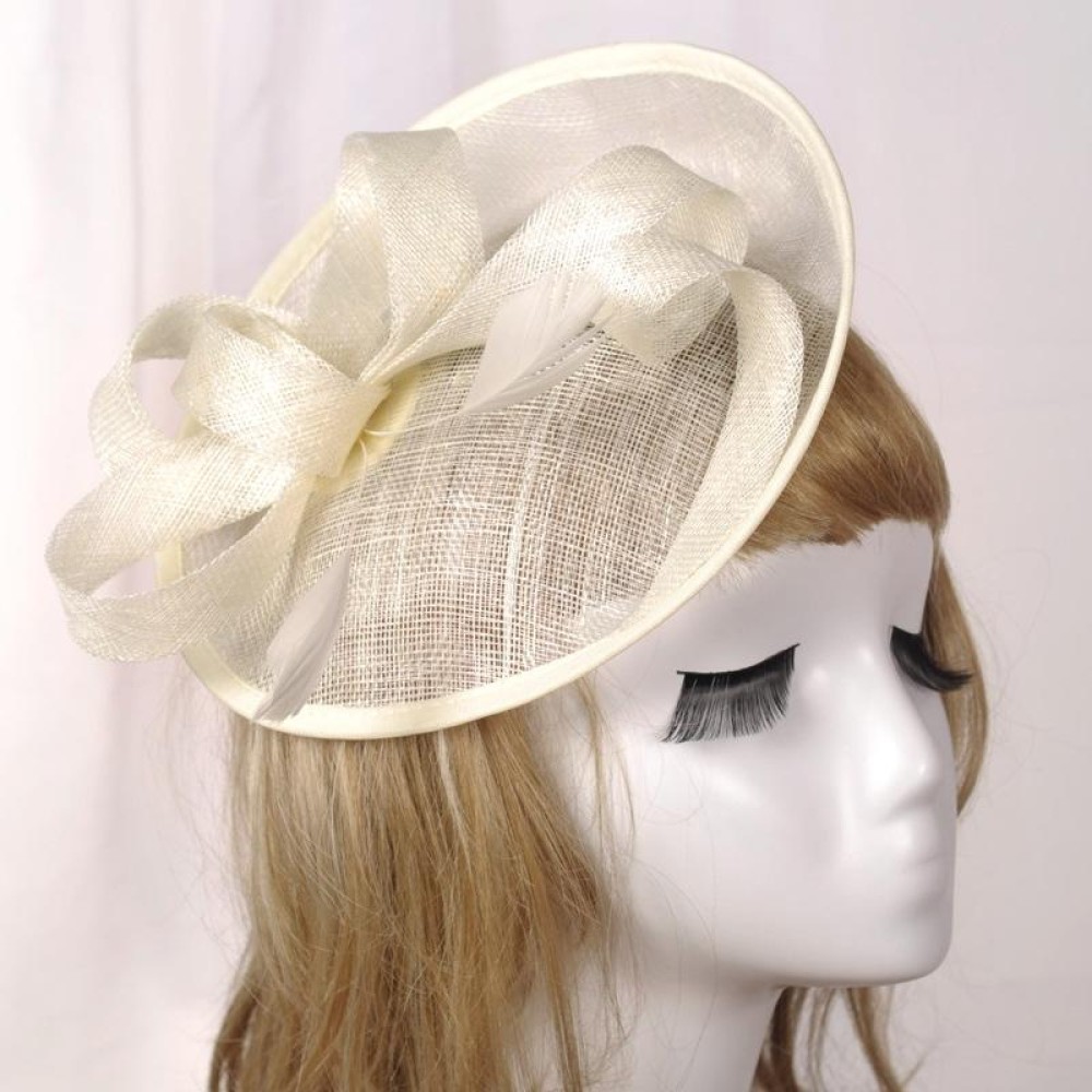Bridal Headwear Retro Style Linen Hat(Milky White)