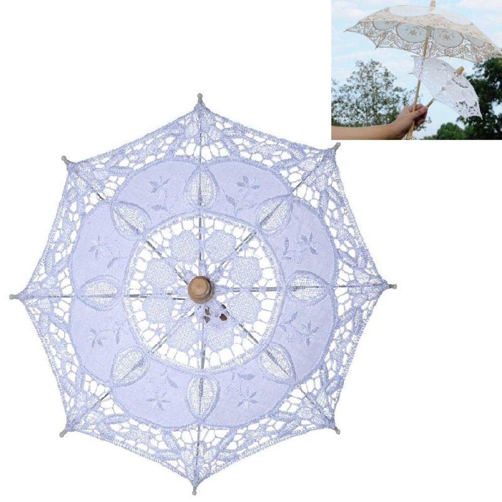 Wedding Bridal Lace Umbrella Shooting Props Wedding Supplies, Size: Length 43/Diameter 45cm(White)