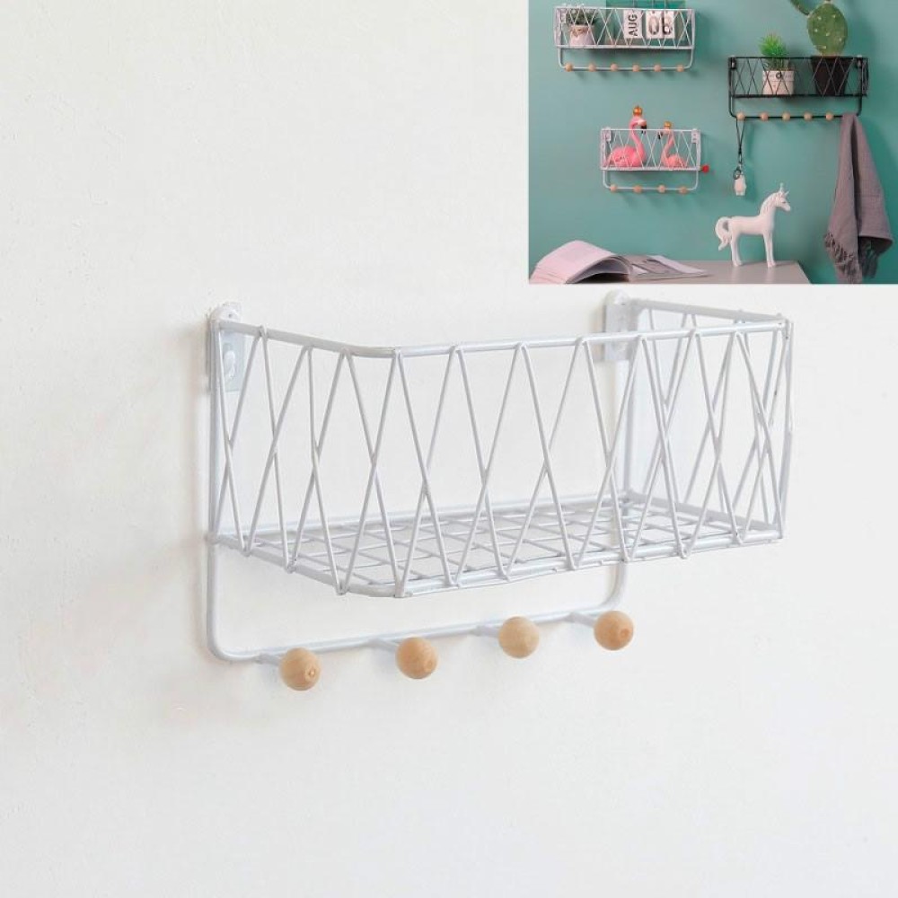 Wall Hook Rack Home Wall Decoration Creative Multifunctional Partition Wrought Iron Rack, Size:Small(White)