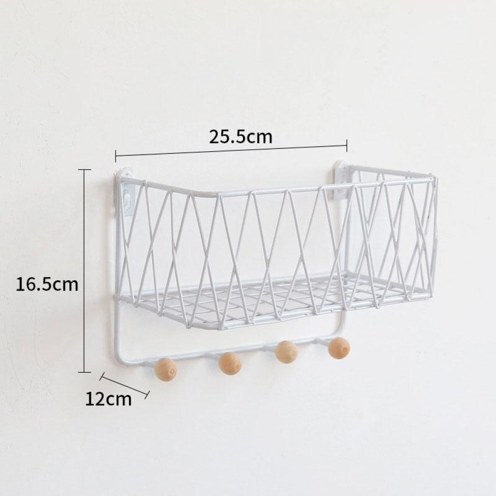 Wall Hook Rack Home Wall Decoration Creative Multifunctional Partition Wrought Iron Rack, Size:Small(White)