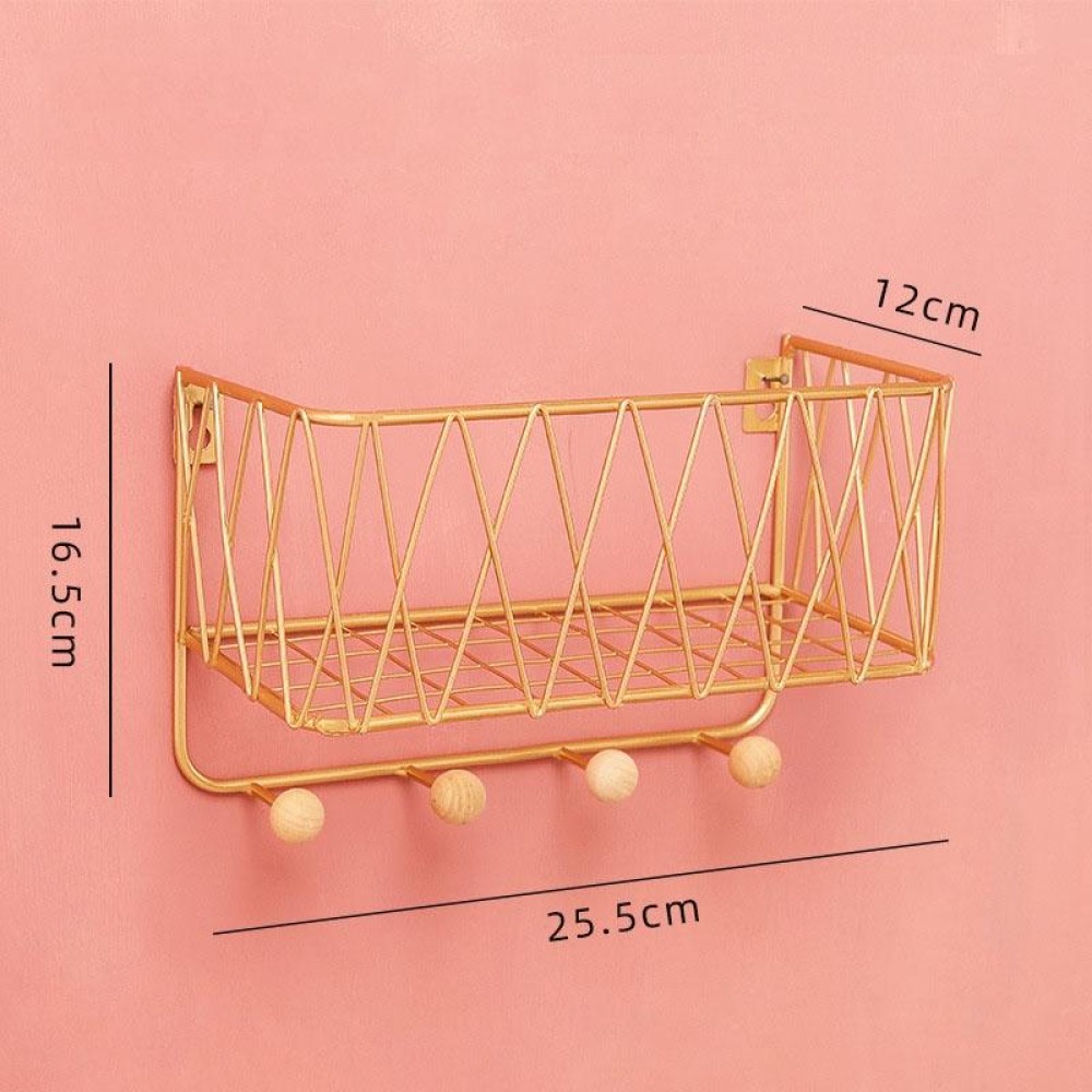 Wall Hook Rack Home Wall Decoration Creative Multifunctional Partition Wrought Iron Rack, Size:Small(Gold)