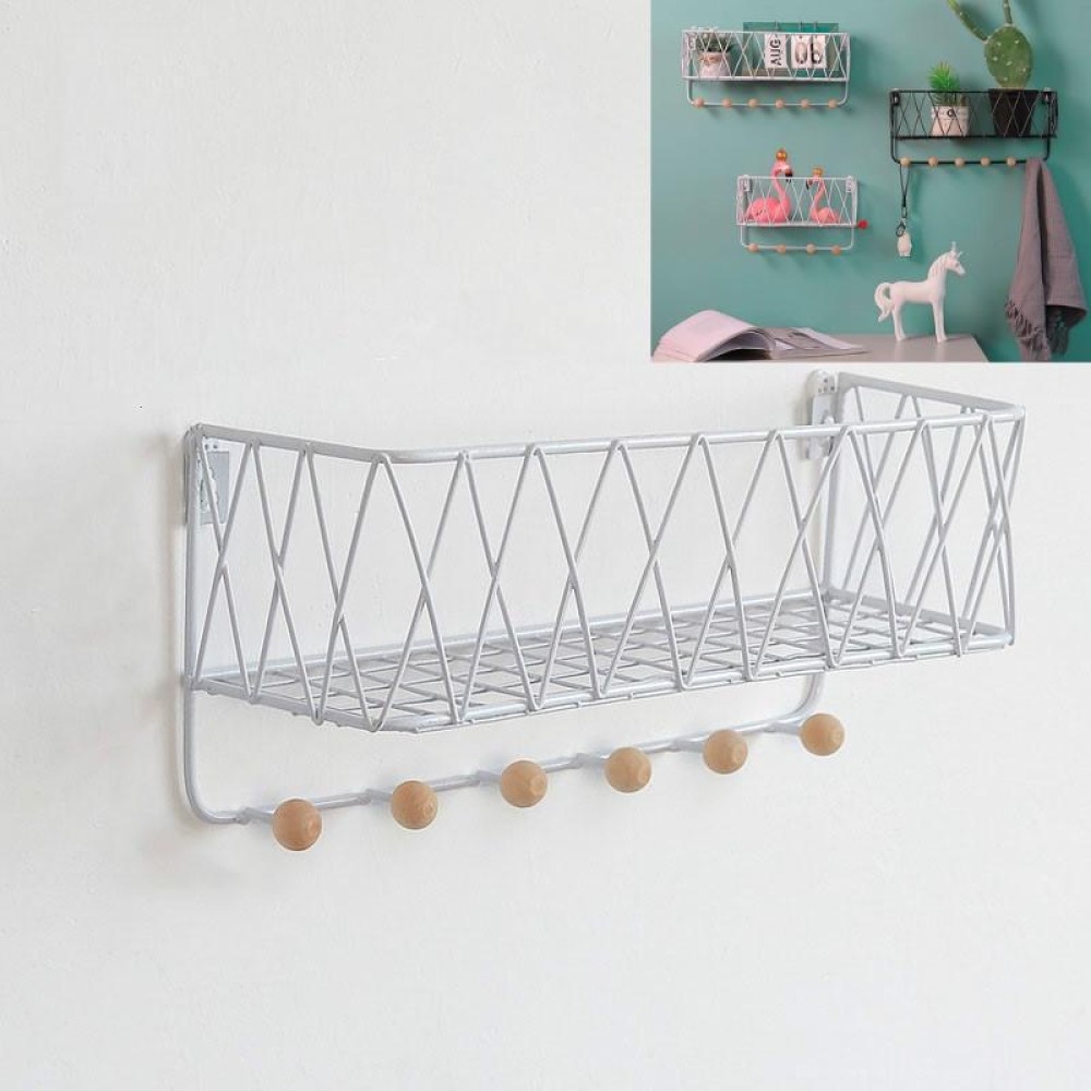Wall Hook Rack Home Wall Decoration Creative Multifunctional Partition Wrought Iron Rack, Size:Large(White)