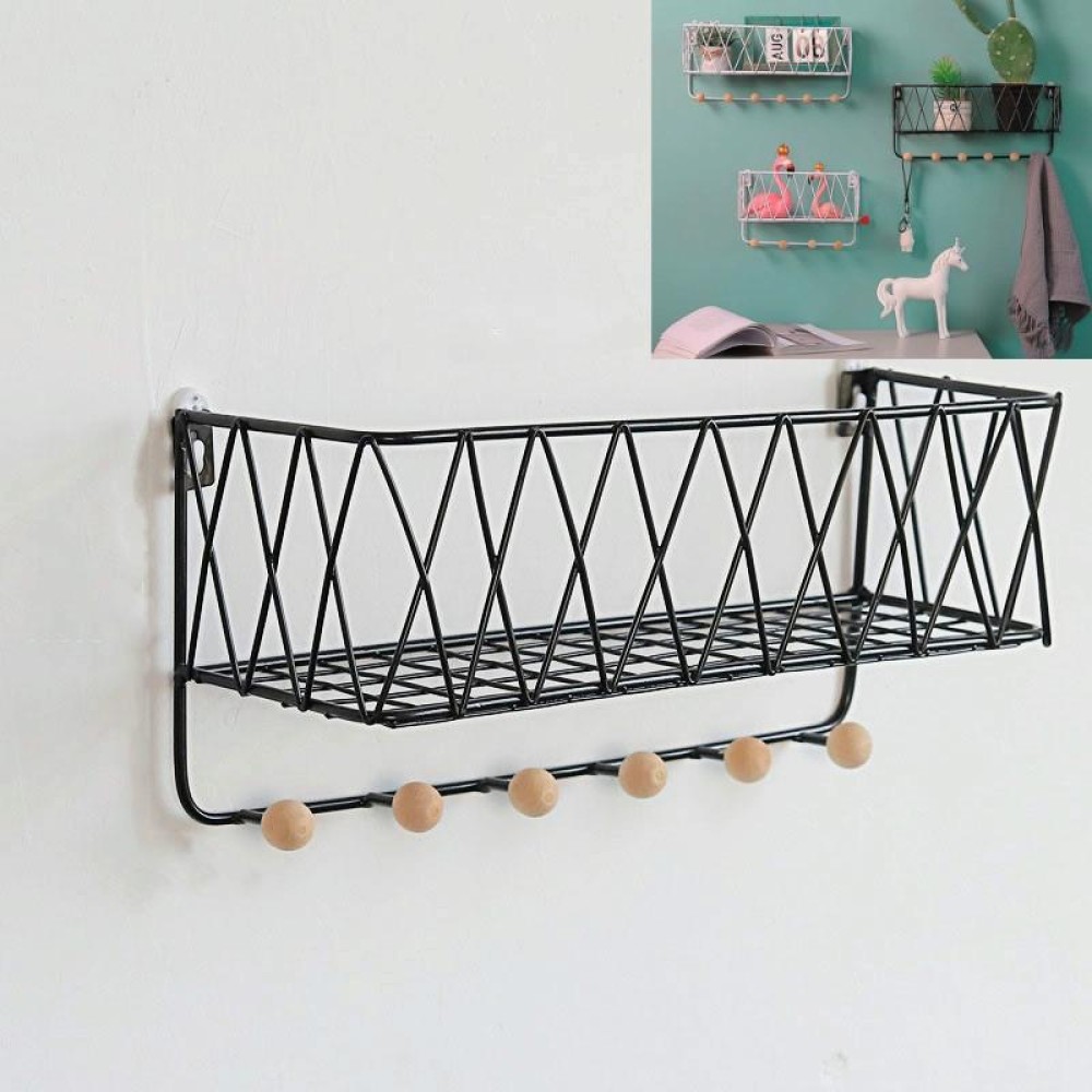 Wall Hook Rack Home Wall Decoration Creative Multifunctional Partition Wrought Iron Rack, Size:Large(Black)
