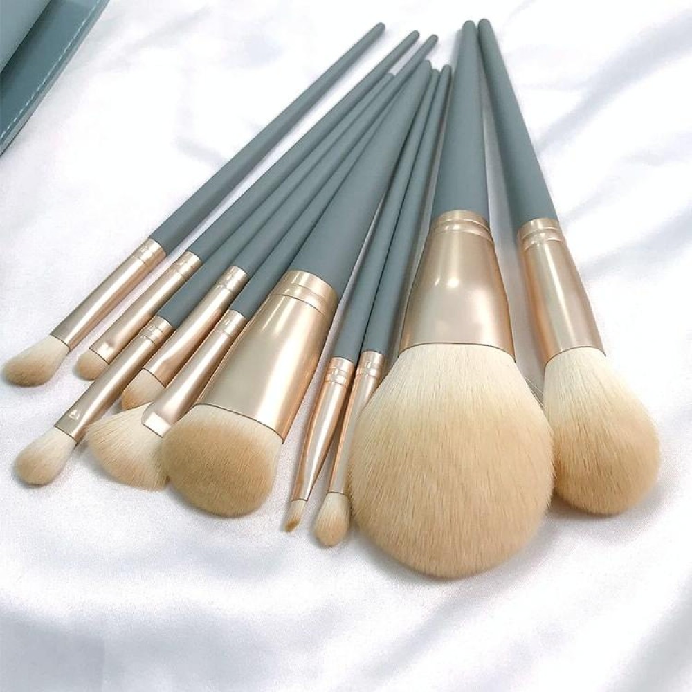 10 PCS / Set Makeup Brush Corn Silk Fiber Hair Loose Powder Brush Face And Eye Makeup Brush, Style:With Silver Bag