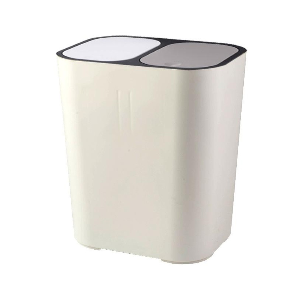 Dry And Wet Classification Press Trash Can Household Kitchen Paper Basket(White)