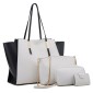 4 in 1 Fashionable Simple Suit Bag Messenger Large Capacity Handbag(White)