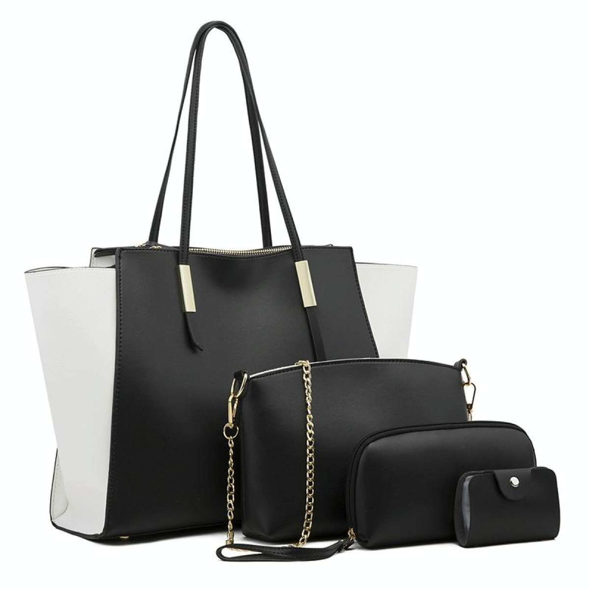 4 in 1 Fashionable Simple Suit Bag Messenger Large Capacity Handbag(Black)