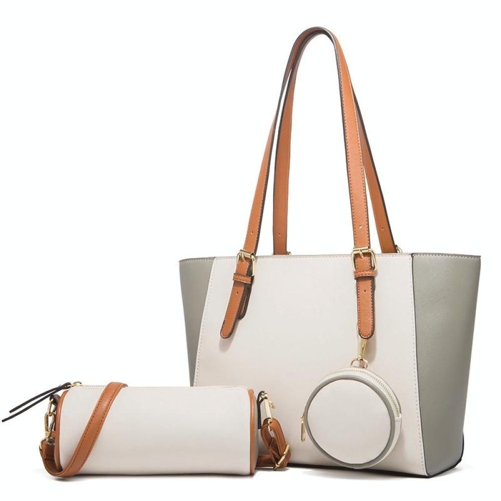 3 in 1 Fashion Simple Lady Diagonal Large Capacity Handbag(White)