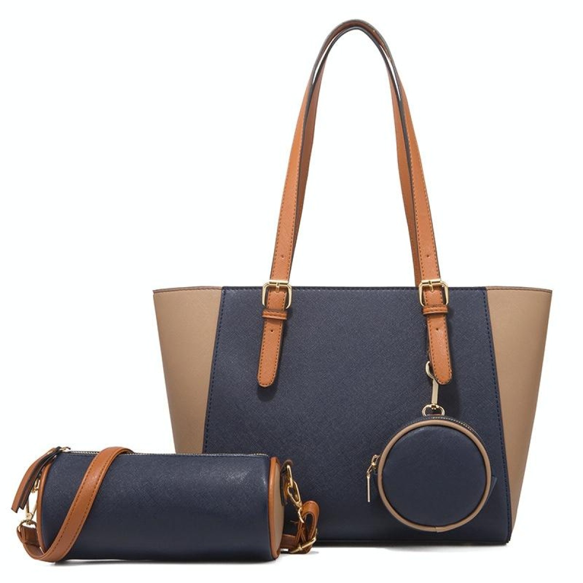 3 in 1 Fashion Simple Lady Diagonal Large Capacity Handbag(Navy Blue)