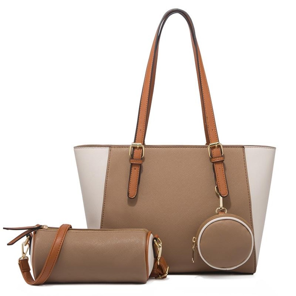 3 in 1 Fashion Simple Lady Diagonal Large Capacity Handbag(Coffee)