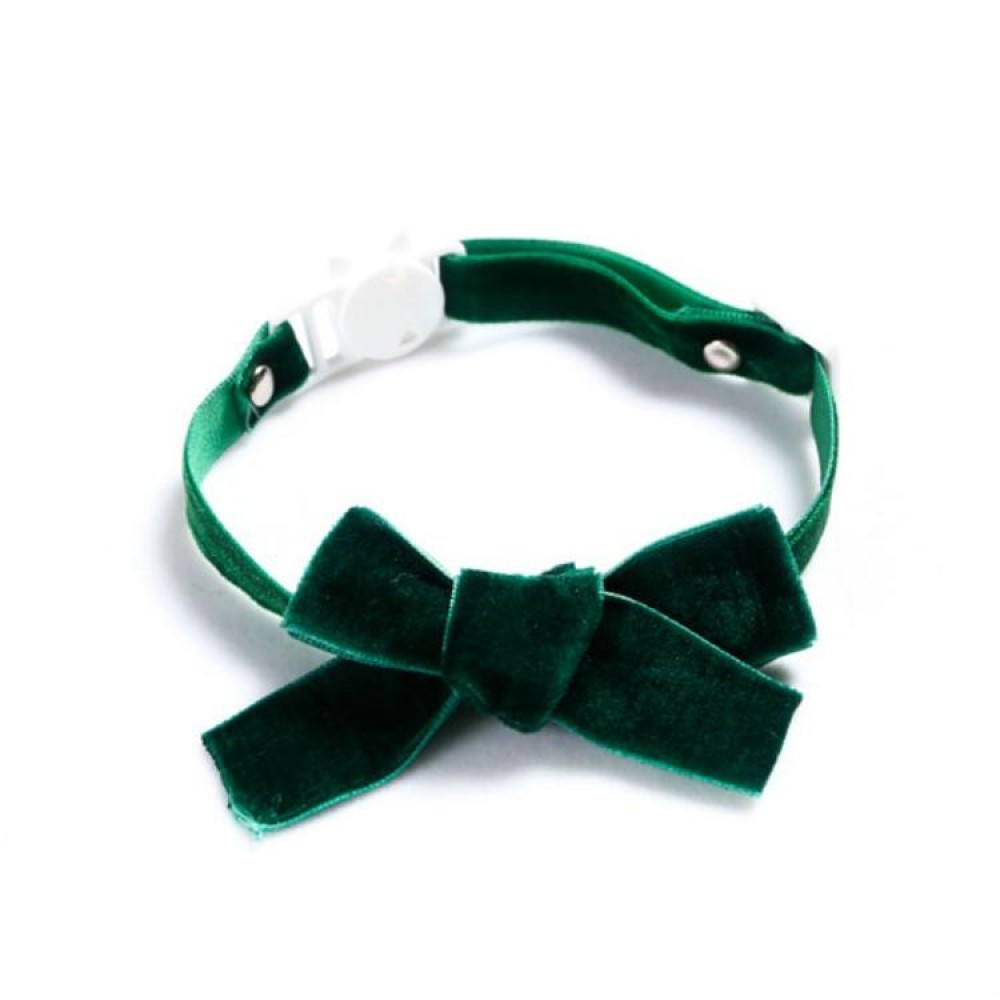 Velvet Bowknot Adjustable Pet Collar Cat Dog Rabbit Bow Tie Accessories, Size:S 17-30cm, Style:Bowknot(Green)
