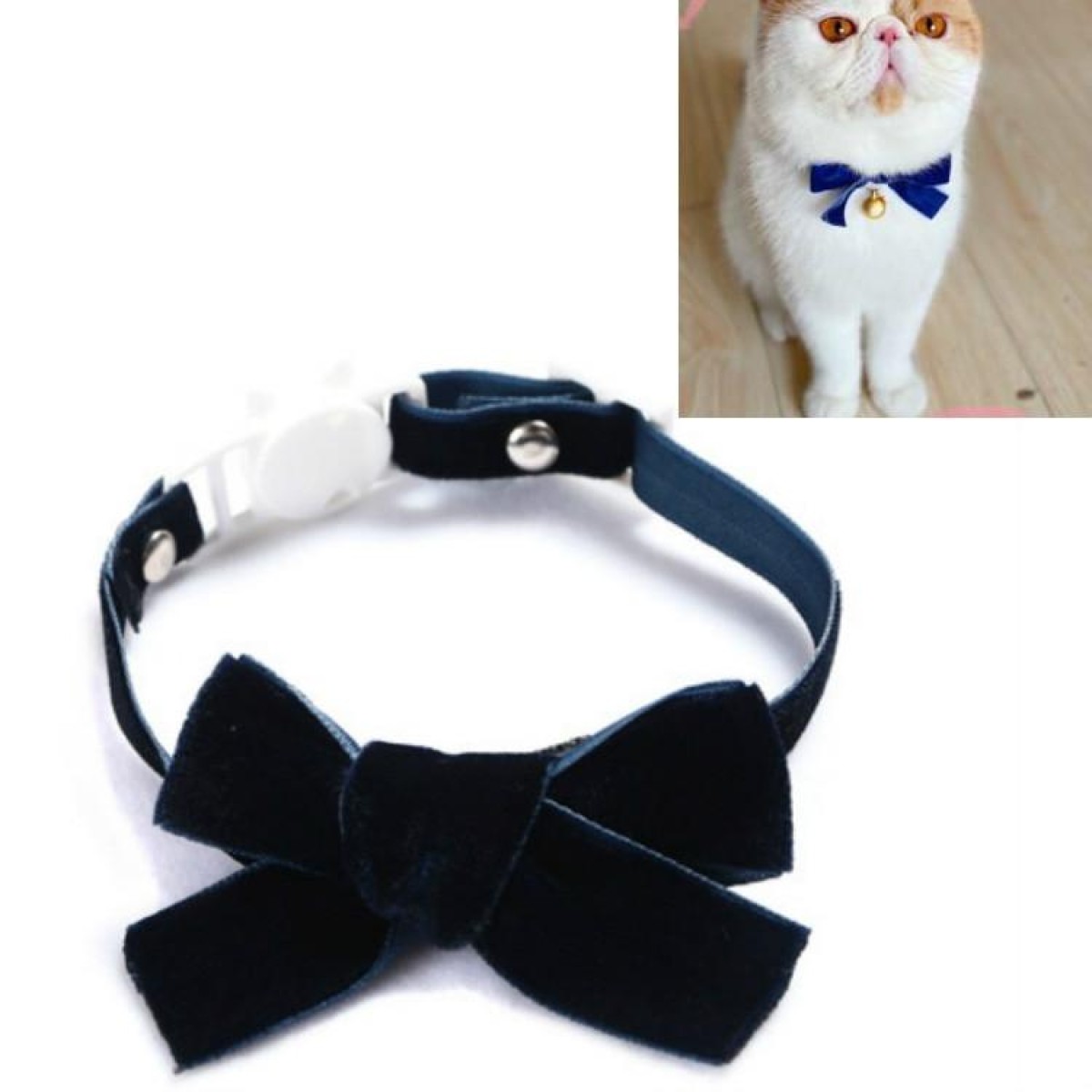 Velvet Bowknot Adjustable Pet Collar Cat Dog Rabbit Bow Tie Accessories, Size:S 17-30cm, Style:Bowknot(Blue)