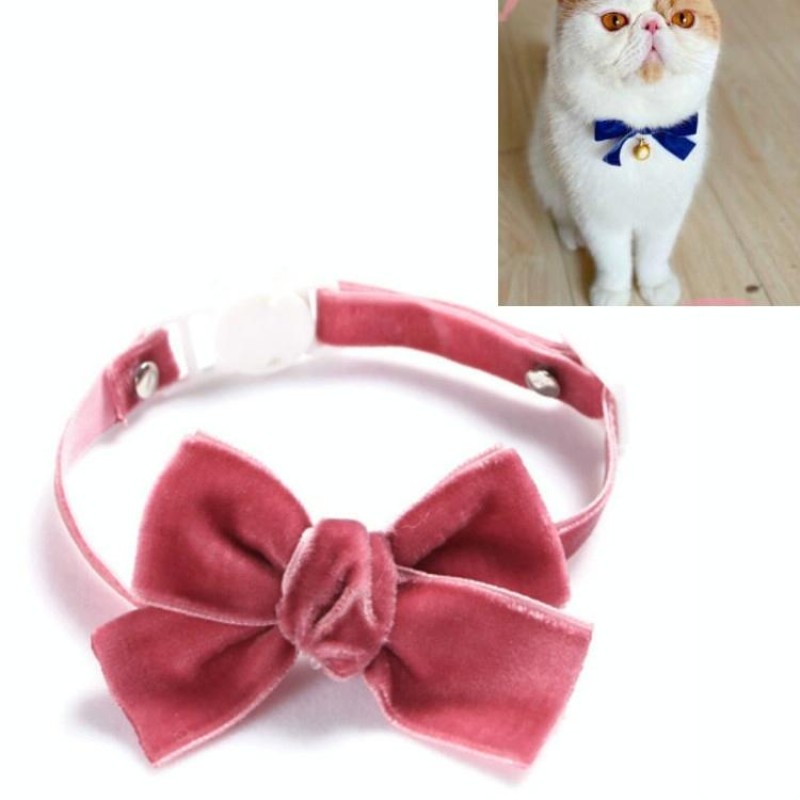 Velvet Bowknot Adjustable Pet Collar Cat Dog Rabbit Bow Tie Accessories, Size:S 17-30cm, Style:Bowknot(Bean Paste)