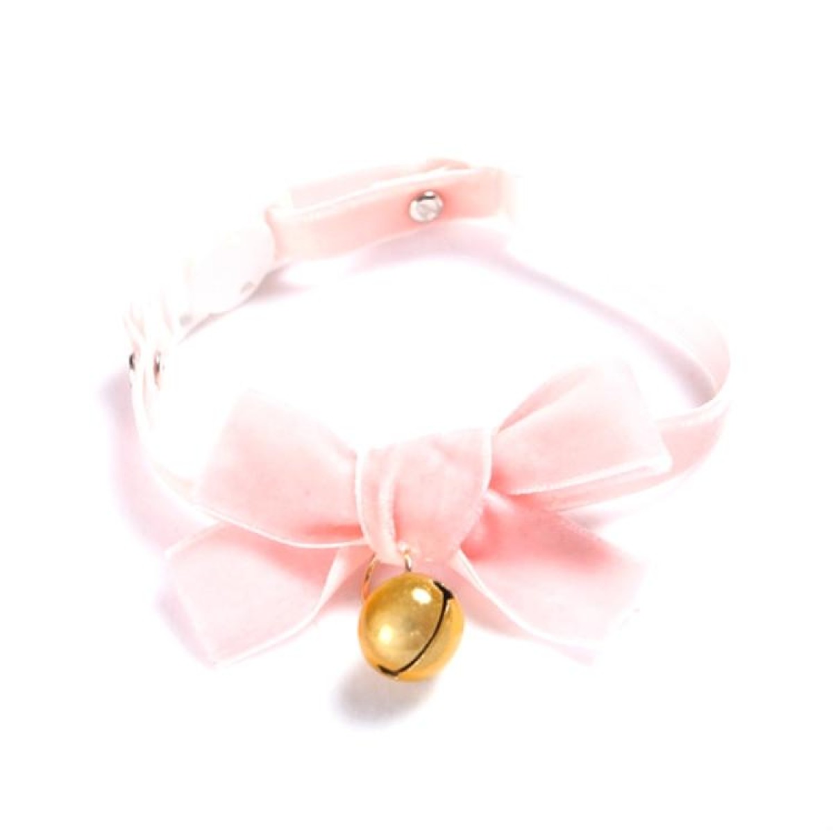 Velvet Bowknot Adjustable Pet Collar Cat Dog Rabbit Bow Tie Accessories, Size:S 17-30cm, Style:Bowknot With Bell(Pink)