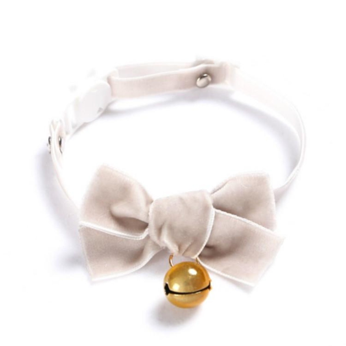 Velvet Bowknot Adjustable Pet Collar Cat Dog Rabbit Bow Tie Accessories, Size:S 17-30cm, Style:Bowknot With Bell(Gray)