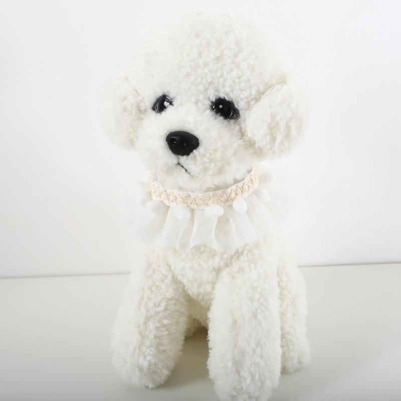 Lace Pet Adjustable Collar Cat Dog Photo Accessories, Size:M 25-30cm(White)
