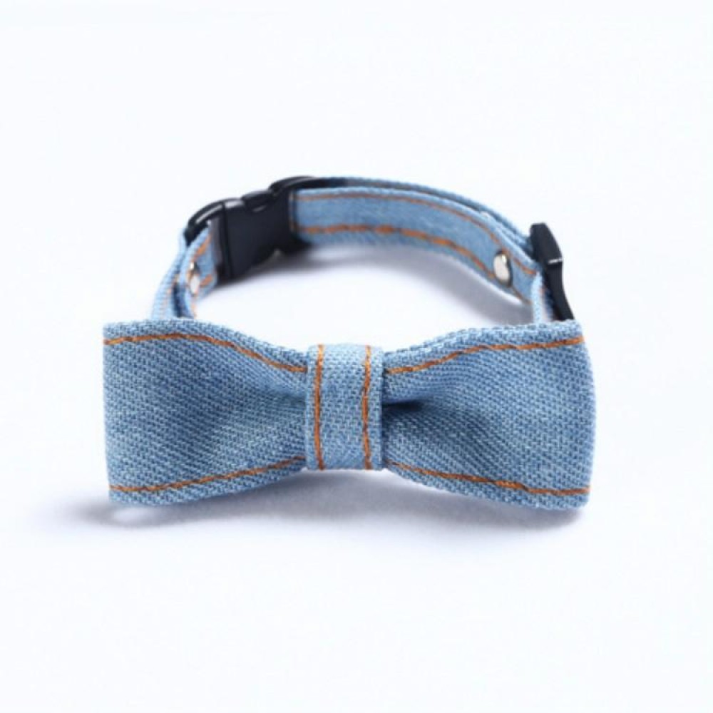 Pet Cowboy Bow Tie Collar Cats Dogs Adjustable Tie Collars Pet Accessories Supplies, Size:S 16-32cm, Style:Small Bowknot(Light Blue)