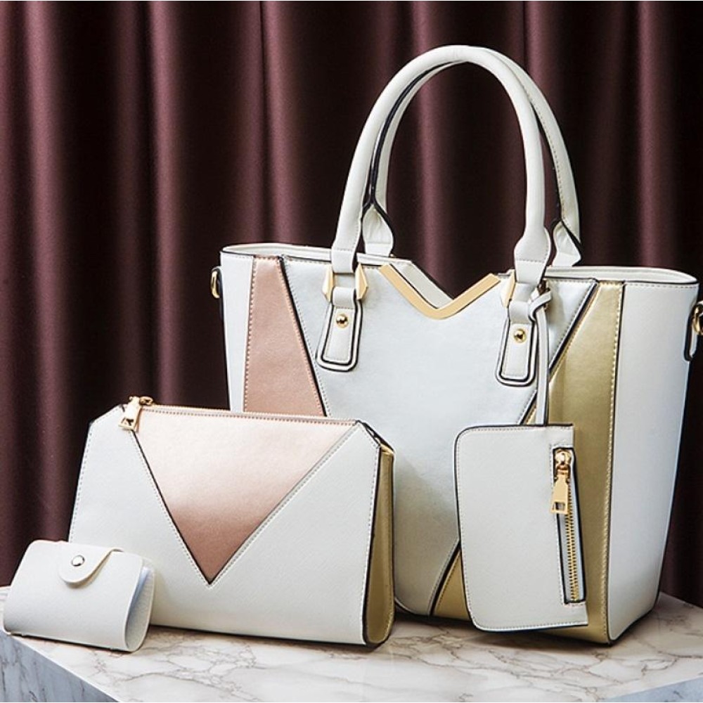 4 in 1 Fashion All-Match Diagonal Ladies Handbags Large Capacity Bag(White)