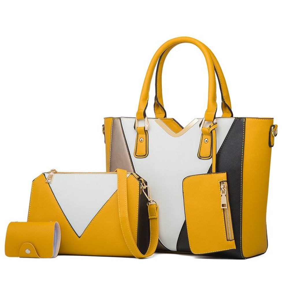 4 in 1 Fashion All-Match Diagonal Ladies Handbags Large Capacity Bag(Yellow)