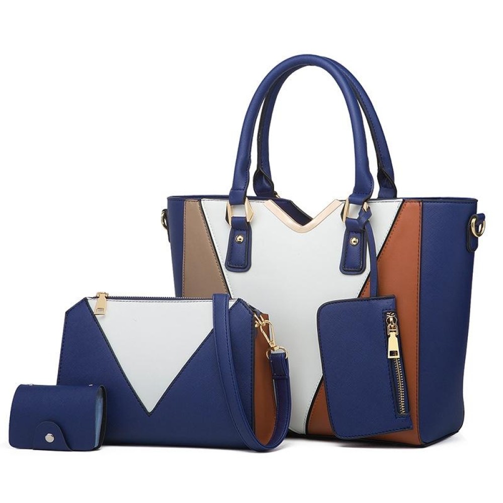 4 in 1 Fashion All-Match Diagonal Ladies Handbags Large Capacity Bag(Navy Blue)
