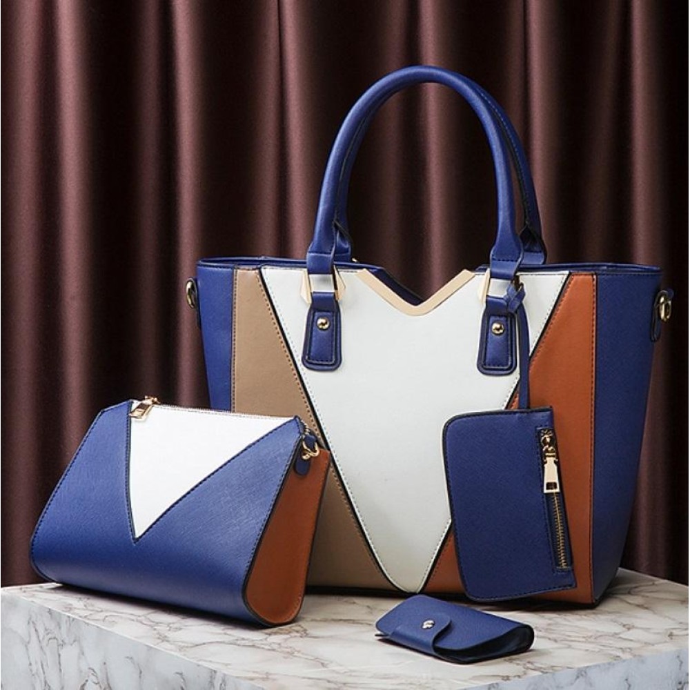 4 in 1 Fashion All-Match Diagonal Ladies Handbags Large Capacity Bag(Navy Blue)