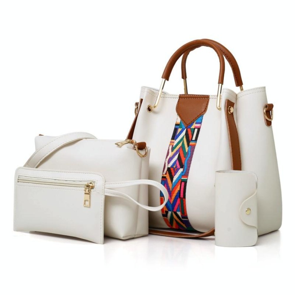4 in 1 All-Match Messenger Handbag Ladies Fashion Large-Capacity Bag(White)