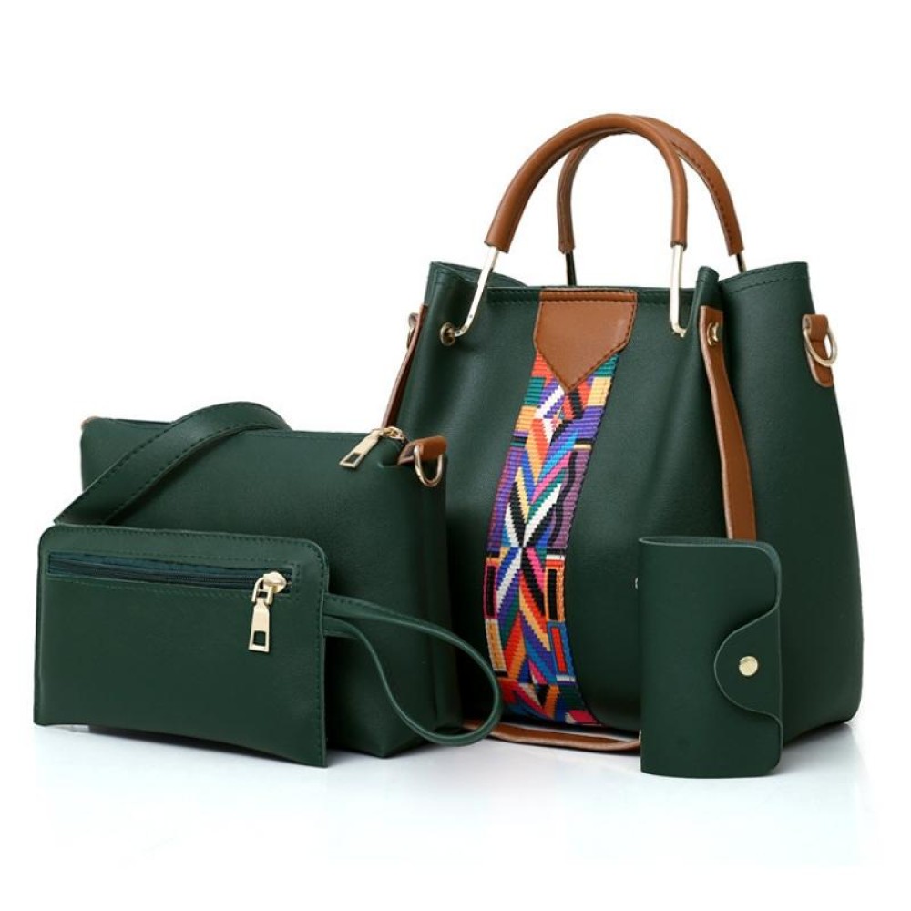 4 in 1 All-Match Messenger Handbag Ladies Fashion Large-Capacity Bag(Green)