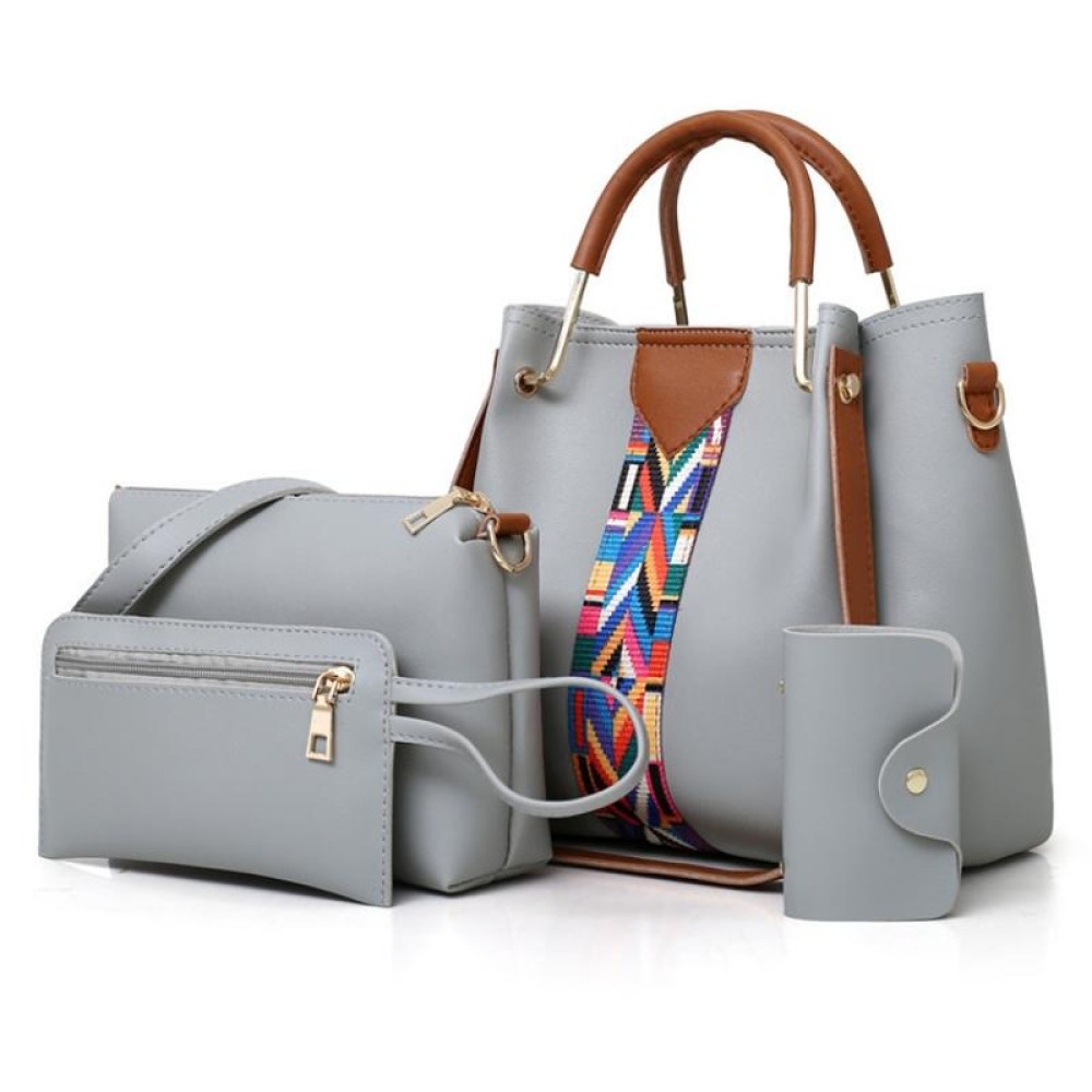 4 in 1 All-Match Messenger Handbag Ladies Fashion Large-Capacity Bag(Gray)