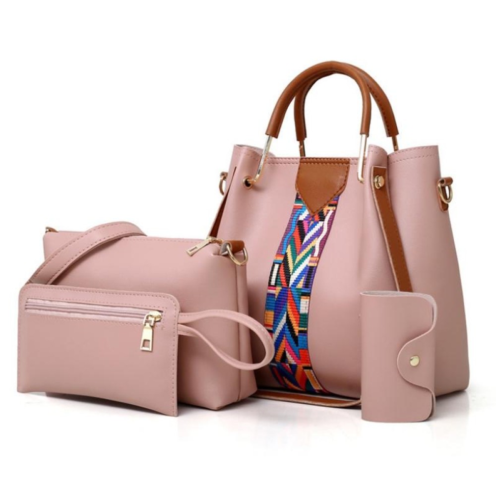 4 in 1 All-Match Messenger Handbag Ladies Fashion Large-Capacity Bag(Pink)
