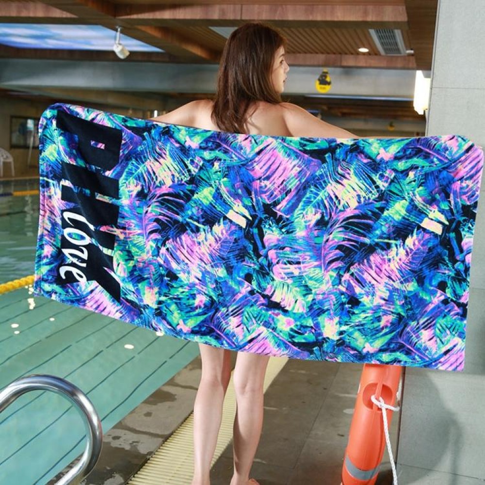 Printed Soft Bath Towel Adult Cotton Beach Pad Towel Size: 147x71cm(Color Leaves KS-1)