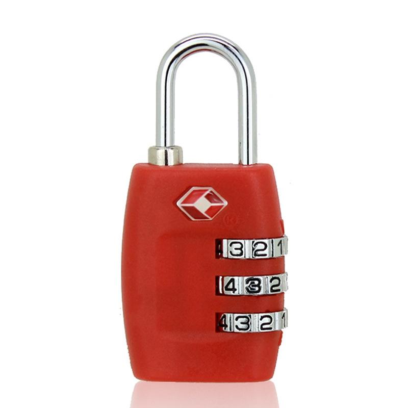Customs Luggage Lock Overseas Travel Luggage Zipper Lock Plastic TSA Code Lock(Red)