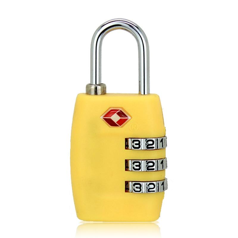Customs Luggage Lock Overseas Travel Luggage Zipper Lock Plastic TSA Code Lock(Yellow)