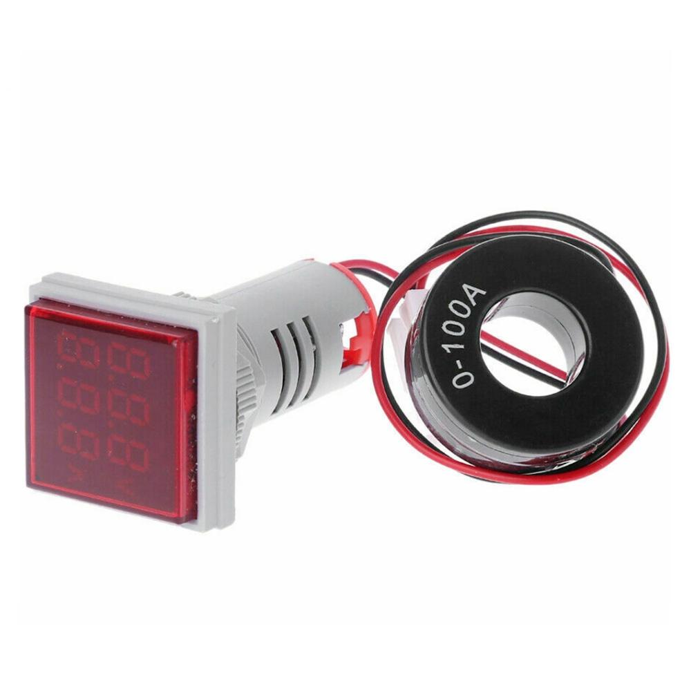 AD16-22FVA Square Signal Indicator Type Mini Digital Display AC Voltage And Current Meter(Red)