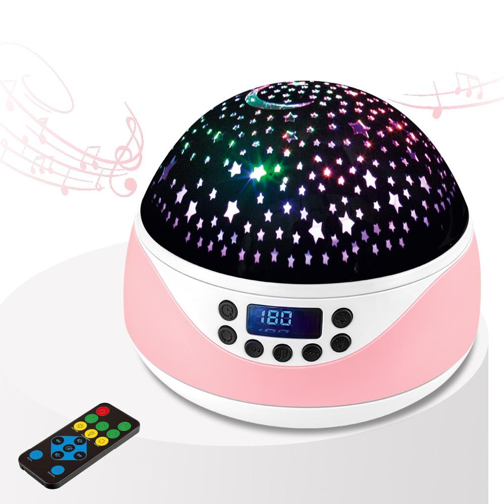 LED Starry Sky Light USB Remote Control Rotating Music Projector Lamp Romantic Starry Night Light(Pink)
