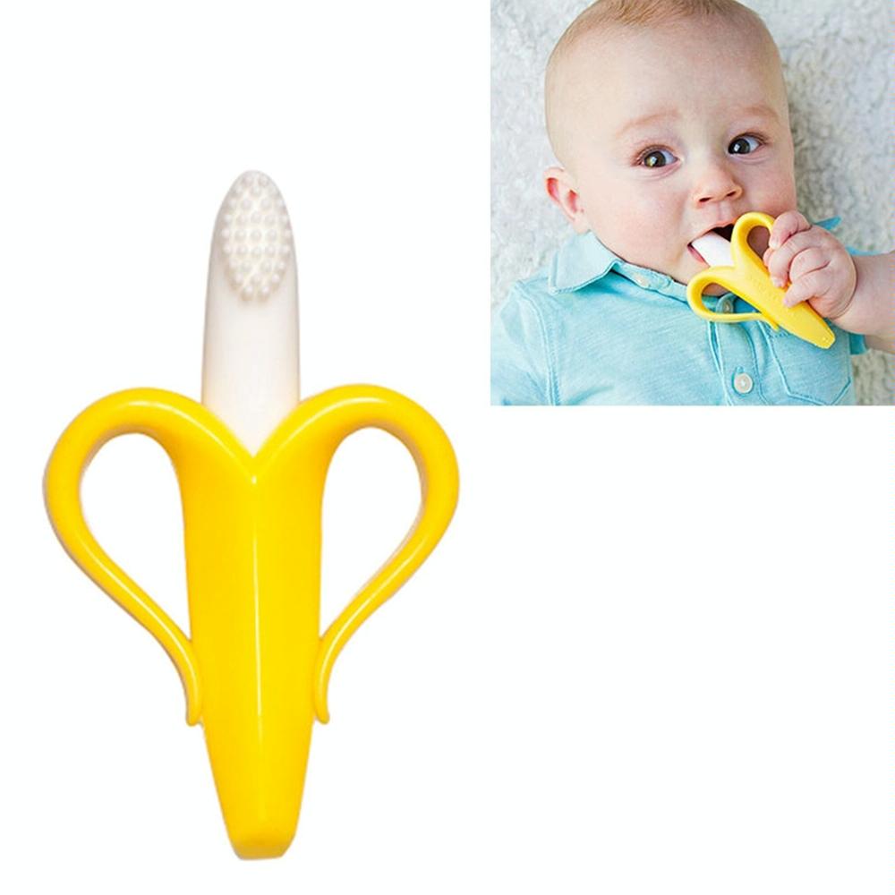 Newborn Baby Banana Silicone Teether Bite(Yellow)