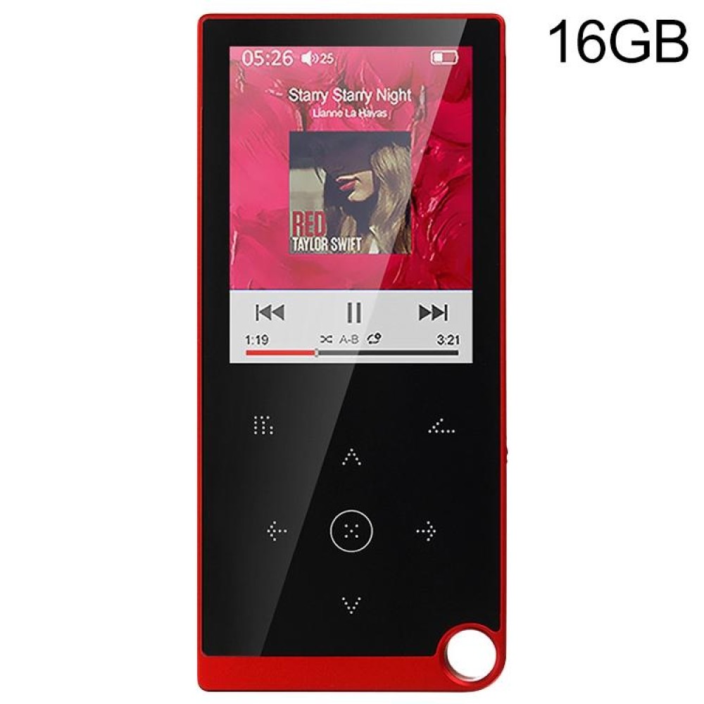 E05 2.4 inch Touch-Button MP4 / MP3 Lossless Music Player, Support E-Book / Alarm Clock / Timer Shutdown, Memory Capacity: 16GB without Bluetooth(Red)