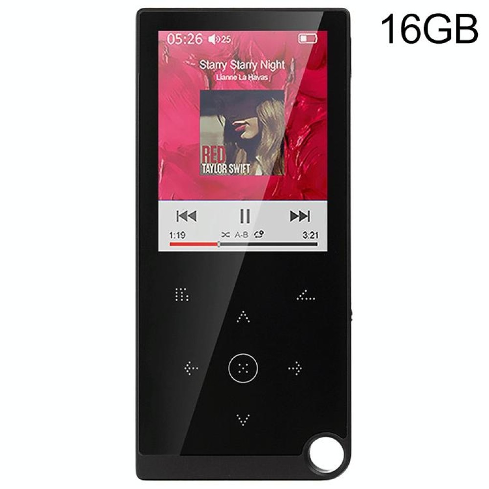 E05 2.4 inch Touch-Button MP4 / MP3 Lossless Music Player, Support E-Book / Alarm Clock / Timer Shutdown, Memory Capacity: 16GB without Bluetooth(Black)