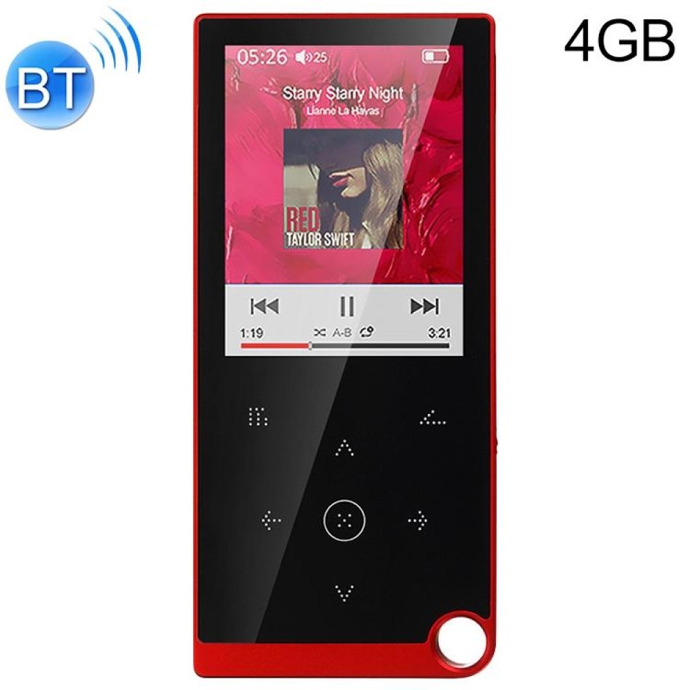 E05 2.4 inch Touch-Button MP4 / MP3 Lossless Music Player, Support E-Book / Alarm Clock / Timer Shutdown, Memory Capacity: 4GB Bluetooth Version(Red)