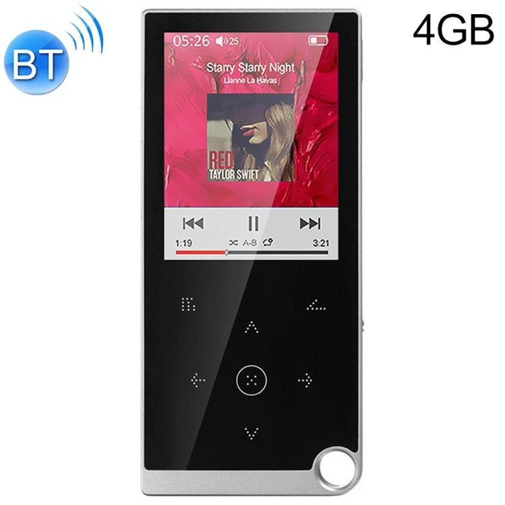 E05 2.4 inch Touch-Button MP4 / MP3 Lossless Music Player, Support E-Book / Alarm Clock / Timer Shutdown, Memory Capacity: 4GB Bluetooth Version(Silver Grey)