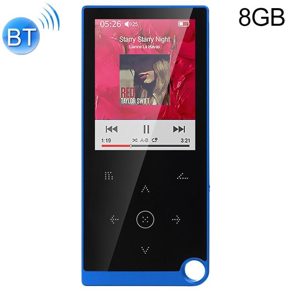 E05 2.4 inch Touch-Button MP4 / MP3 Lossless Music Player, Support E-Book / Alarm Clock / Timer Shutdown, Memory Capacity: 8GB Bluetooth Version(Blue)