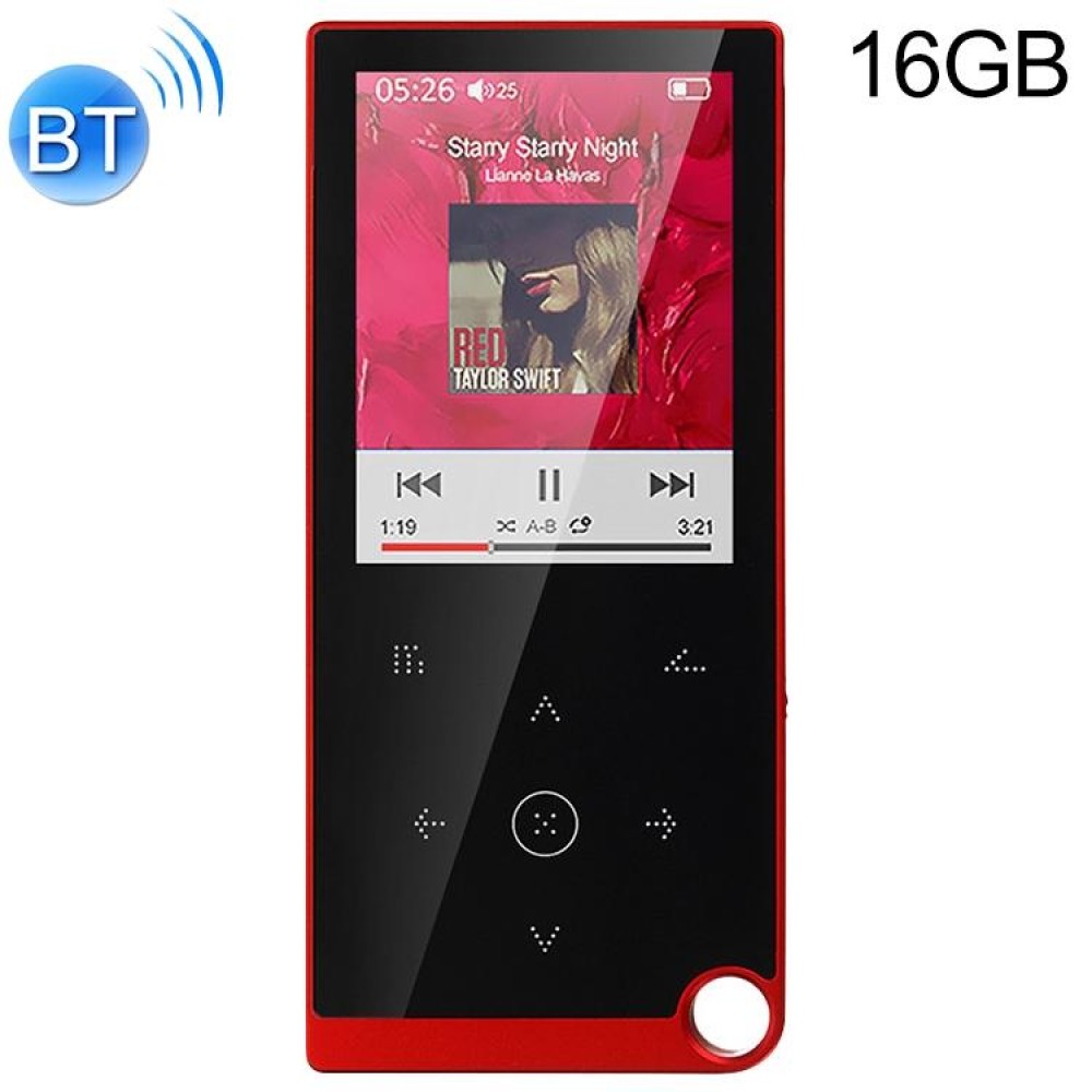 E05 2.4 inch Touch-Button MP4 / MP3 Lossless Music Player, Support E-Book / Alarm Clock / Timer Shutdown, Memory Capacity: 16GB Bluetooth Version(Red)