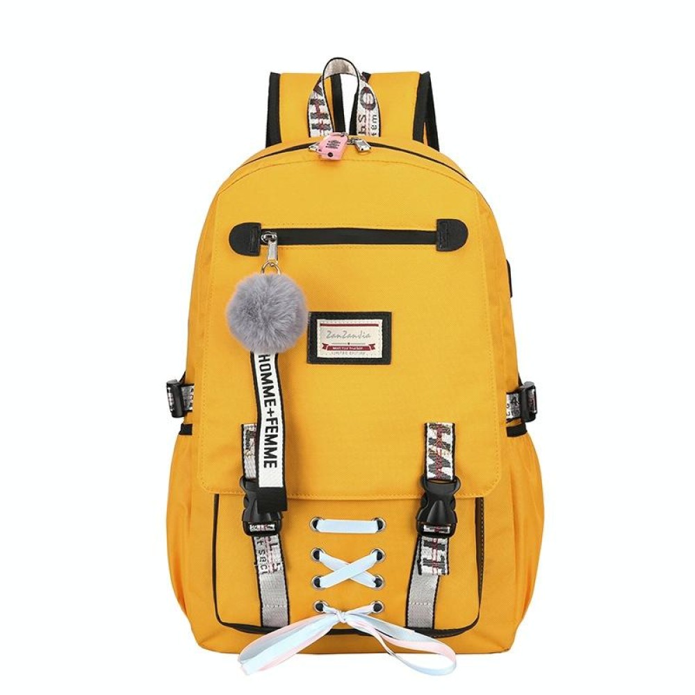 Sports and Leisure USB Charging Anti-Theft Backpack(Yellow)