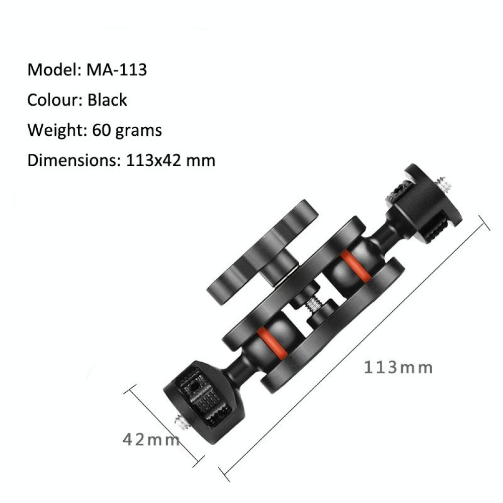 MA-113 Black YJ Magic Arm Bracket Mount 1/4 inch Ball Head Magic Arm