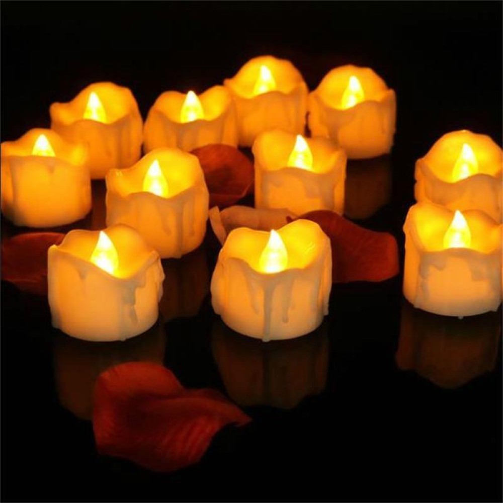 12 PCS/Box  LED Candle Electronic Tea Wax Simulation Tears Electronic Candle Light Wedding Decoration Candle Light(Yellow Flash)