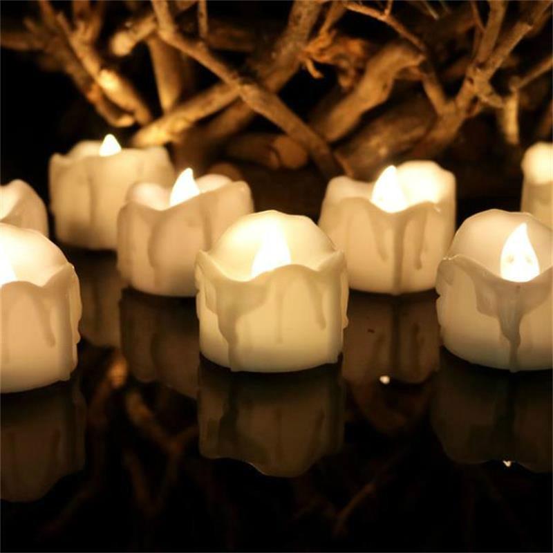 12 PCS/Box  LED Candle Electronic Tea Wax Simulation Tears Electronic Candle Light Wedding Decoration Candle Light(Warm White)